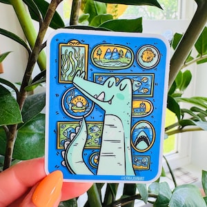 Nessie Portrait Sticker | Cute Cryptid Sticker | Lochness Cryptid Sticker | Horror Art | Paranormal Art | Lydia Jean Art | Cryptidcore