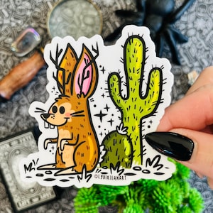 Jackalope | Desert Rabbit | Cryptid vinyl sticker | journal sticker | | Cryptids | Cute Cryptid  | Cryptozoology | Cute Jackalope Sticker