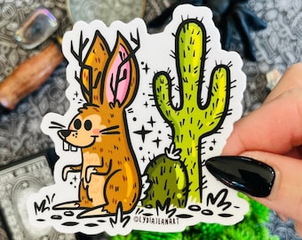 Jackalope | Desert Rabbit | Cryptid vinyl sticker | journal sticker | | Cryptids | Cute Cryptid  | Cryptozoology | Cute Jackalope Sticker