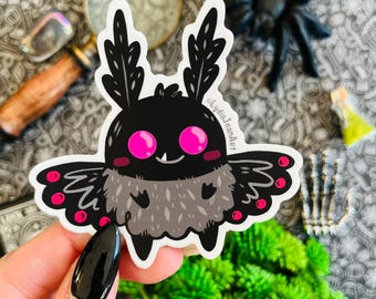 Vinyl Aufkleber | Mottenmann Aufkleber | Cryptid Aufkleber | Mottenmann Kunst | Kryptiden | Niedliche Cryptid | Kryptozoologie