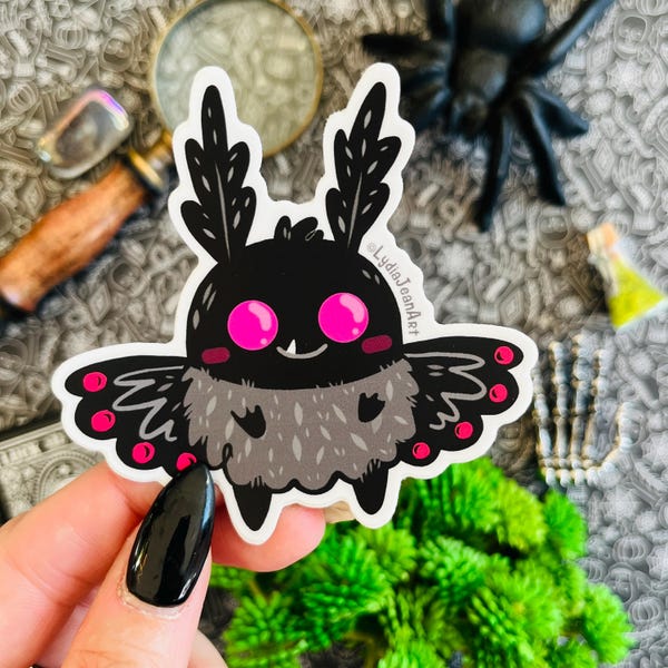 Lil Mothman vinyl sticker | Mothman Sticker | Cryptid Sticker | Mothman Art| Cryptids | Cute Cryptid  | Cryptozoology