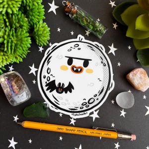 Moon Dude vinyl sticker | Full Moon Sticker | Halloween Sticker | astrological Art