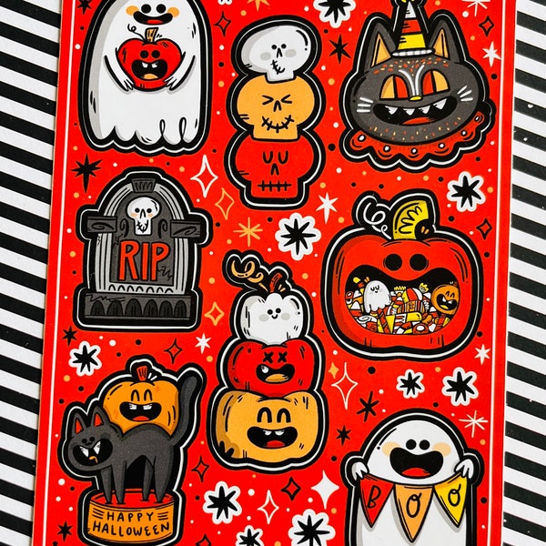 Halloween Decorations Sticker Sheet for Planners or Mailing Letters