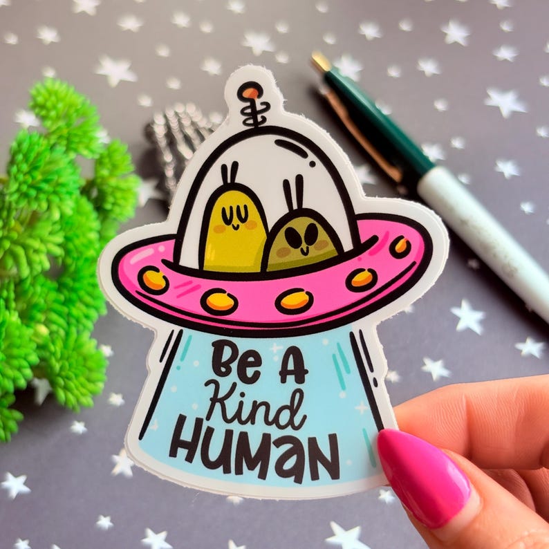 Entführung durch Außerirdische | Motivations-Aufkleber | Paranormales Alien | Süßes UFO | Süßer Alien Vinyl Aufkleber | Original Kunst von - Lydia Jean Art Bild 5