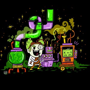 Mad Scientist Crazy Lab Doctor Art Print voor Halloween-liefhebbers | Halloween-kunst | Halloween-illustratie