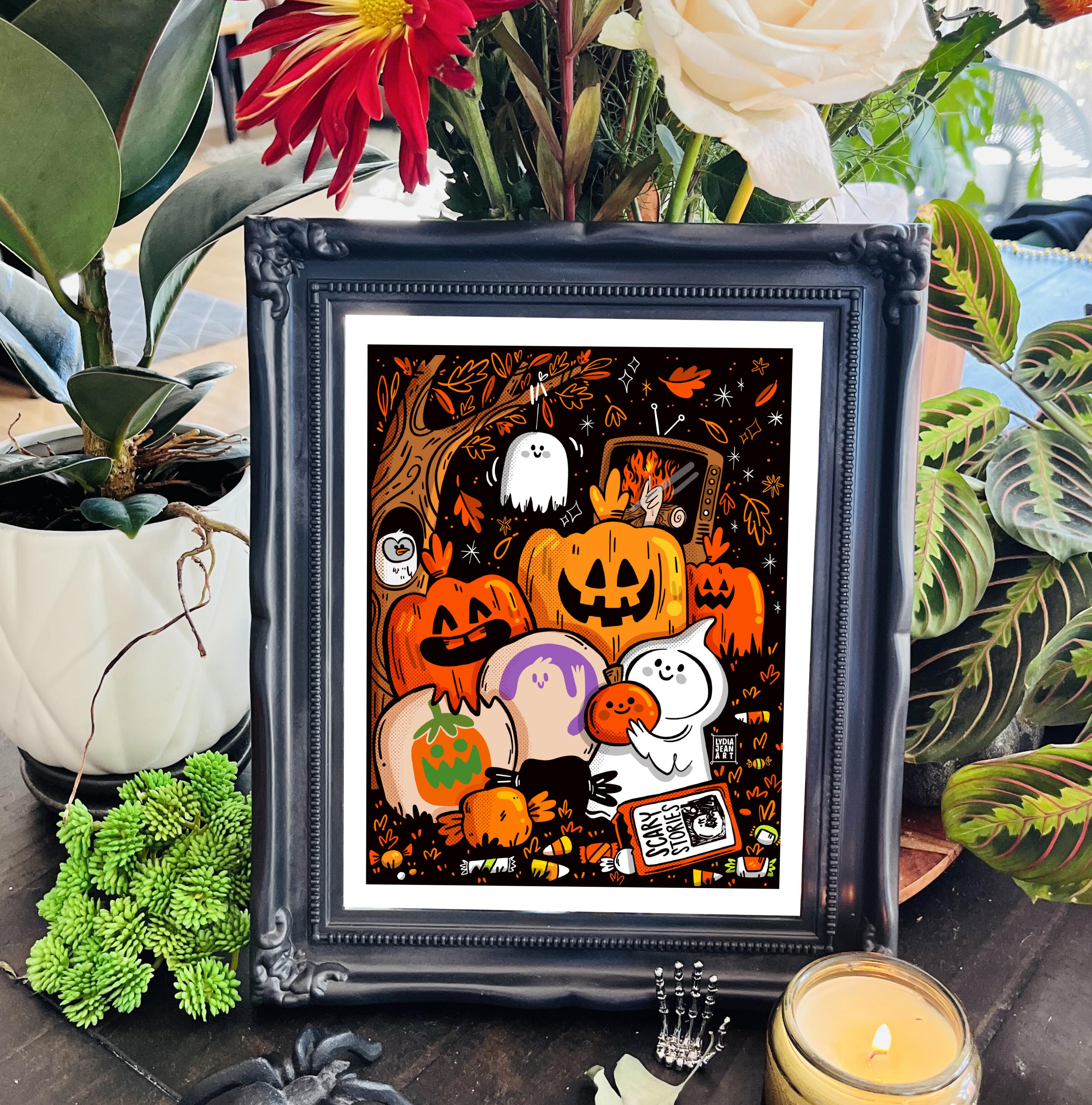Nostalgic Halloween Art Print: 90s Style Spooky Scene - Etsy
