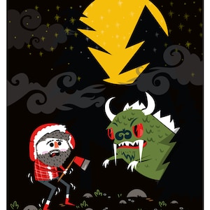 Hodag vs Lumberjack Halloween Wall Art Prints for Spooky Fans