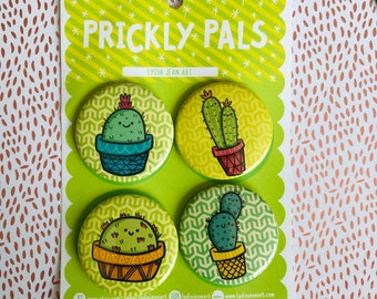 Super cute Cacti Pin or Cacti Magnet Pack | Plant Magnet | Plant Pin