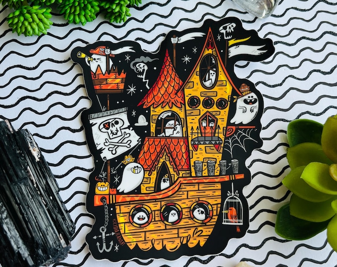 Jumbo Ghost Pirate Ship Vinyl Sticker | Summerween Sticker - Etsy