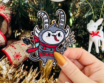 Krampus wooden ornament, wooden tree Christmas ornament, Halloween ornament, krampus bobble