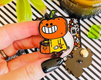 Pin de esmalte de abóbora | Pin de amante do Halloween | Pin de lapela do Halloween | Halloween fofo e assustador | Arte do Halloween | Todo dia é Halloween