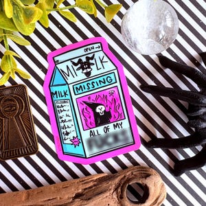 MATURE- Milk Carton Motivational Sticker | Satan Sticker | Sticker for Halloween | Halloween Art | Missing, all of my F*cks | Lydia Jean Art