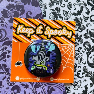 Graveyard Pin or Magnet for Halloween Lovers | Halloween Button | Halloween Magnet | Button Pack