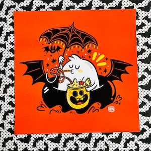 Gothic Floaty Ghostie Art Print | Halloween Spooky Cute Horror Art | Summerween Art