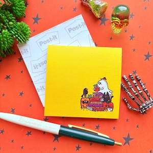Ghost Bookish Sticky Notepad - Halloween Notepad - Spooky Memo Pad - Halloween Gift - Back to School - Original Art by Lydia Jean Art