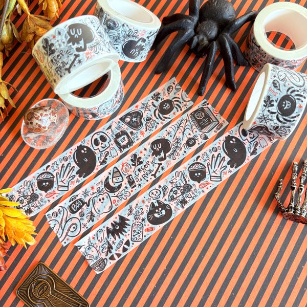 Spooky Stuff Washi Tape: Halloween Washi Tape - Original Art By Lydia Jean Art