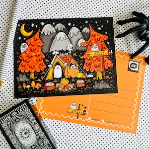 Camp Spooky Postcards (4 pk) | Halloween Postcard Pack | Pen Pal Postcard Set for Spooky Season