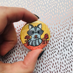 Raccoon pin or magnet |   Raccoon Magnet | Raccoon Art | Cute Raccoon | Trash Panda | Original Art by Lydia Jean Art