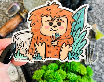 Adesivo in vinile Bigfoot in the Flowers / Criptidi / Carino Criptide / Criptozoologia / Carino Bigfoot / Adesivo Sasquatch / Adesivo Bigfoot
