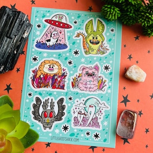 Folha de adesivos de amor Cryptid para planejadores ou cartas de envio