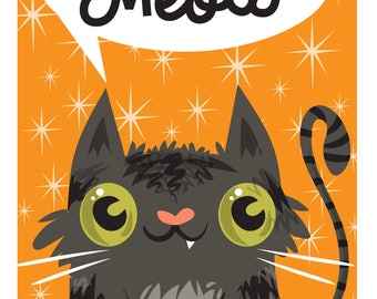 Grey Tabby Cat Art Print for Cat Lovers