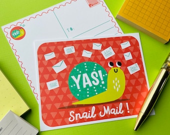 Snail Mail Postcards (4pk) | Cute Snail Postcard Pack | Pen Pal Postcard Set for Kids