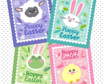 Happy Easter Postcard Set | Postcard set for kids | Cute Postcards | Hoppy Easter Postcards