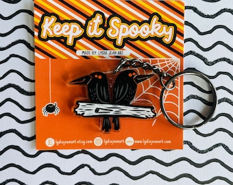 Crow keychain, Crow charm, Crow keyring, Crow key charm | Murder of Crows Bag Charm | Raven Key charm | Lydia Jean Art