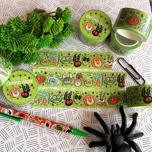 Cryptid Faces Washi Tape: Cryptid Journal Craft Tape - Original Art By Lydia Jean Art