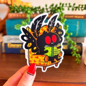 Mothman Book Lover Vinyl Sticker, Cryptidcore, Cryptid Sticker
