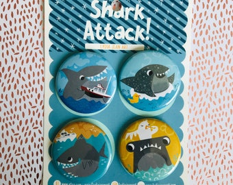 Cute Shark pin or shark magnet sets|  gift for shark lovers | shark gift | shark attack