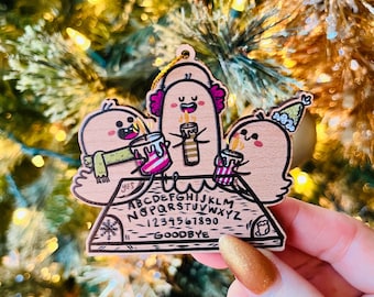 Ouija Summon the Holiday Spirit ornament, wooden tree Christmas ornament, Halloween ornament, Ouija board bobble | Ouija Ornament | Creepmas