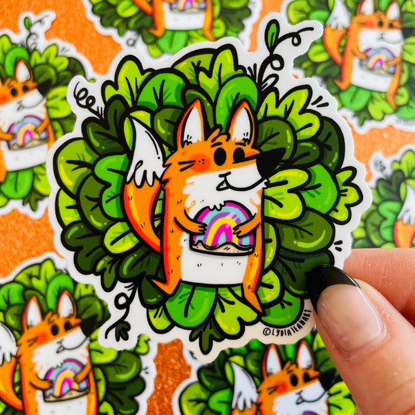 Red Fox vinyl sticker - St Paddy’s Sticker - Fox decal -  Saint Patrick’s Fox Art