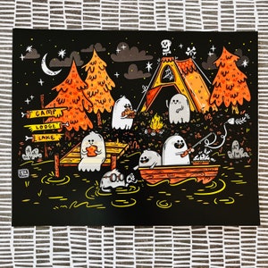 Spooky Summer Camp Halloween Illustration Wall Art for Halloween Lovers | Summerween Art