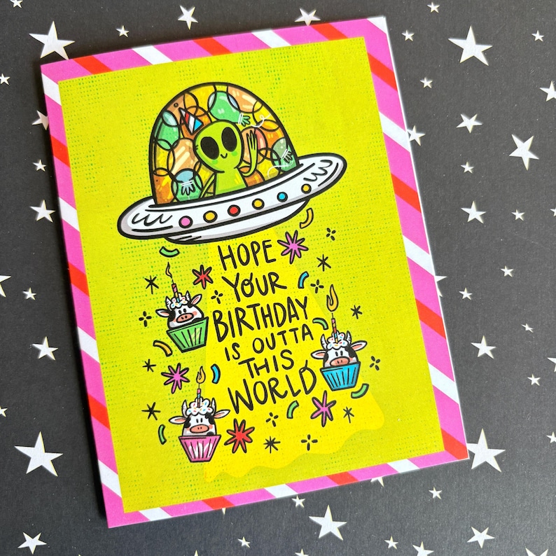 ALIEN BIRTHDAY CARD - Blank Card (5-7 Days Shipping) - Etsy