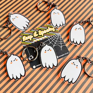 The Cutest Ghost Bag Charm | Halloween keychain | Ghost charm | Ghost keyring | Ghost Phone Charm | Halloween Gift | Lydia Jean Art