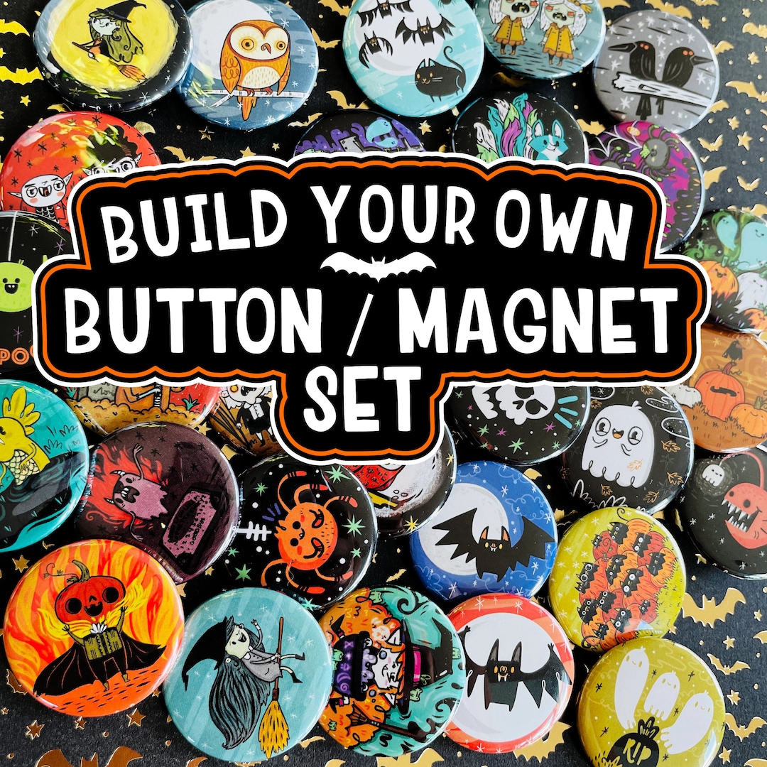 Halloween Pin Back Buttons or Magnets | Spooky Pin | Build Your Own ...