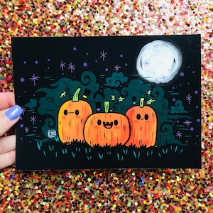 Pumpkin Guy Pumpkin Patch Art Print for Halloween Lovers | Halloween Art | Halloween Illustration
