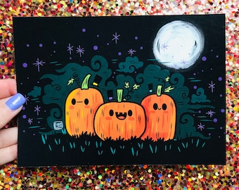 Pumpkin Patch Art Print | Cute Halloween Illustration