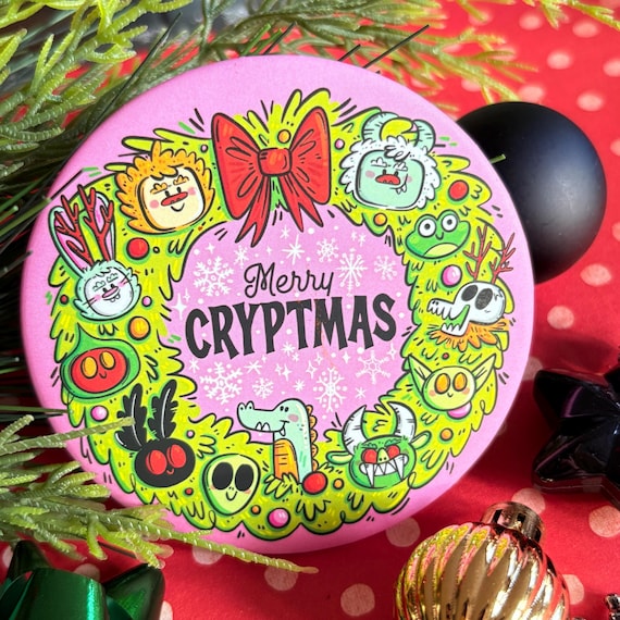 Merry Cryptmas Ornament - Cryptid Christmas Tree Ornament : Original art by Lydia Jean