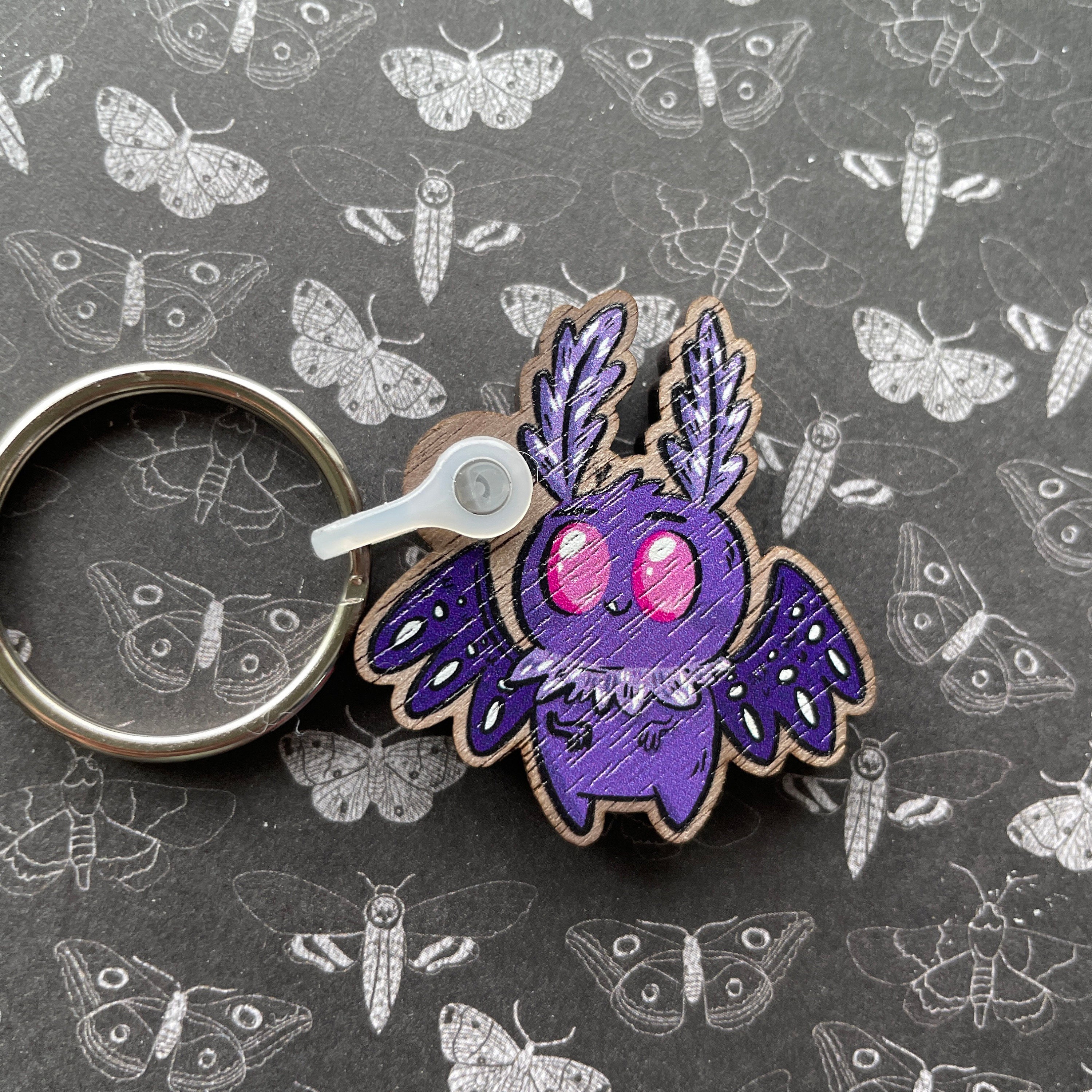 Mothman Key Chain Mothman Bag Charm, Mothman Charm, Mothman Keyring, Mothman | Wooden ...