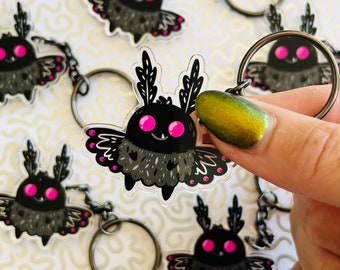 Mothman keychain, Mothman charm, Mothman keyring, Mothman bag charm , Cryptid Keychain , Mothman Art, Cute Mothman, Lydia Jean Art