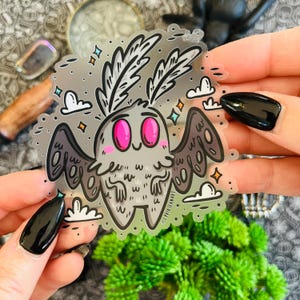 Clear Mothman Vinyl Sticker | Spooky Cryptid Decal