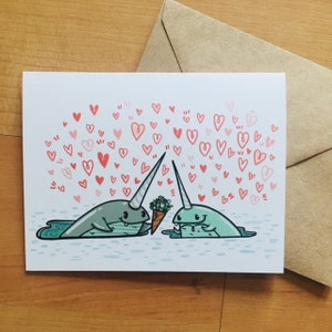 Narwhal Love Greeting Card for Valentine's Day Card