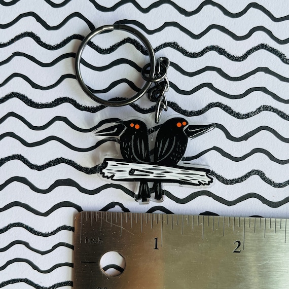 Crow Keychain, Crow Charm, Crow Keyring, Crow Key Charm | Murder