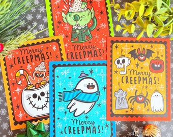 Merry Creepmas Postcards - Spooky Christmas Tidings