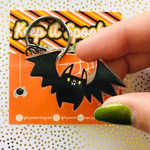 Black Bat Bag Charm | Cute Bat | Halloween keychain | Bat charm | Halloween charm | Bat Bag Charm | Cut Black Bat Charm | Lydia Jean Art