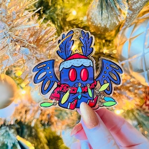 Festive Mothman Holiday Ornament | Merry Mothmas | Mothman Cryptid | Cryptid Gift | Mothman Ornament | Creepmas