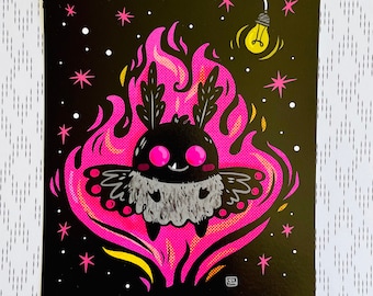 Lil Mothman Halloween Art Print | Spooky Home Decor
