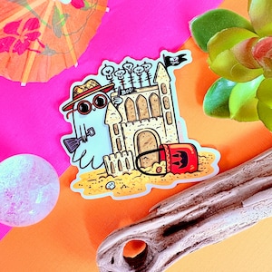 Summerween Aufkleber | Summerween Sandburg | Hot Ghoul Sommer Sticker | Gespenst Sticker | Halloween Kunst | Originalkunst von: Lydia Jean Art